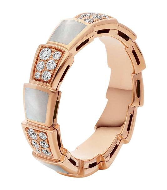 [Royal]SERPENTI RING PINK GOLD MOP DIAMOND PAVED 4MM