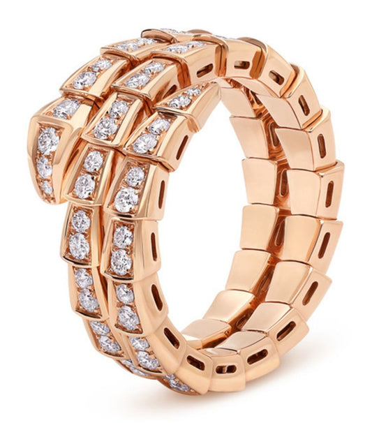 [Royal]SERPENTI RING PINK GOLD DIAMOND DOUBLE ROW