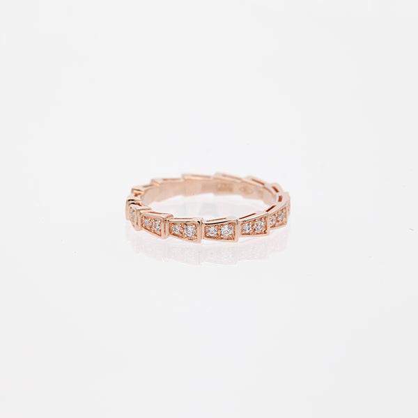 [Royal]SERPENTI RING PINK GOLD DIAMOND PAVED 3MM