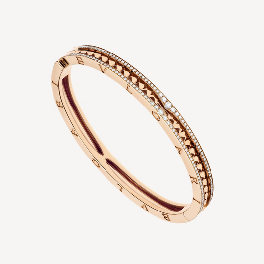 [Royal]ZERO 1 SPIRAL AND PAVED DIAMOND PINK GOLD BRACELET