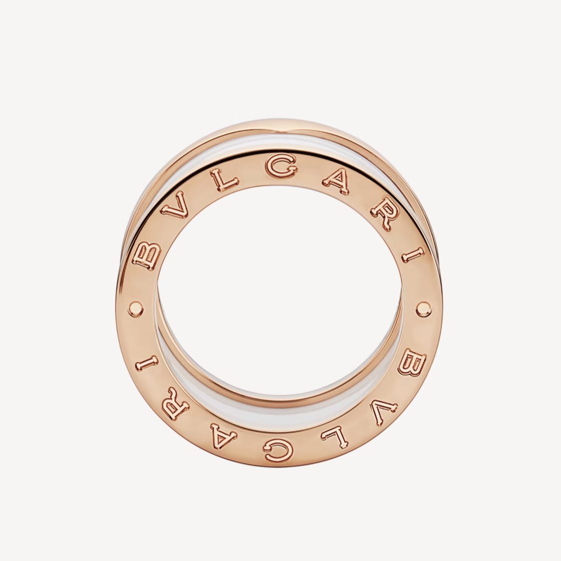 [Royal]ZERO 1 FOUR-BAND LOOPS AND WHITE CERAMIC SPIRAL PINK GOLD RING