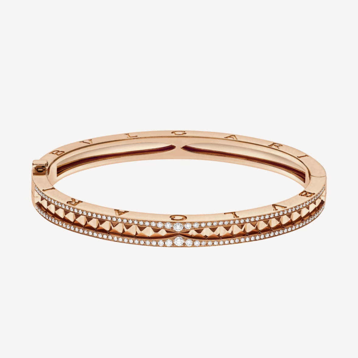 [Royal]ZERO 1 SPIRAL AND PAVED DIAMOND PINK GOLD BRACELET