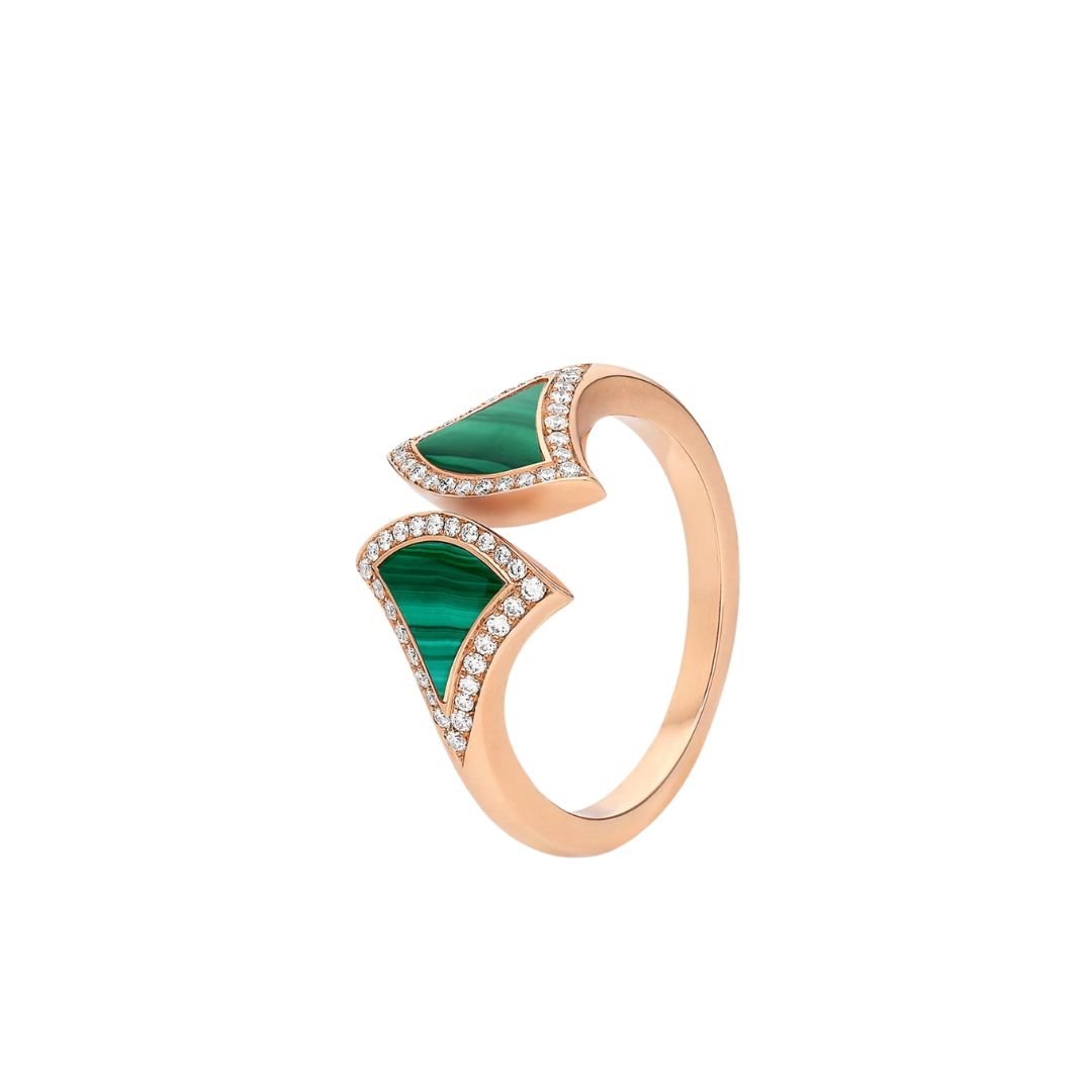 [Royal]DREAM MALACHITE DIAMOND OPEN RING