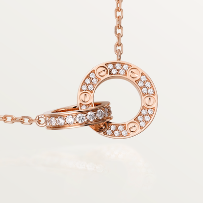 [Royal]LOVE 7.6MM NECKLACE ROSE GOLD AND SILVER  FULL DIAMOND