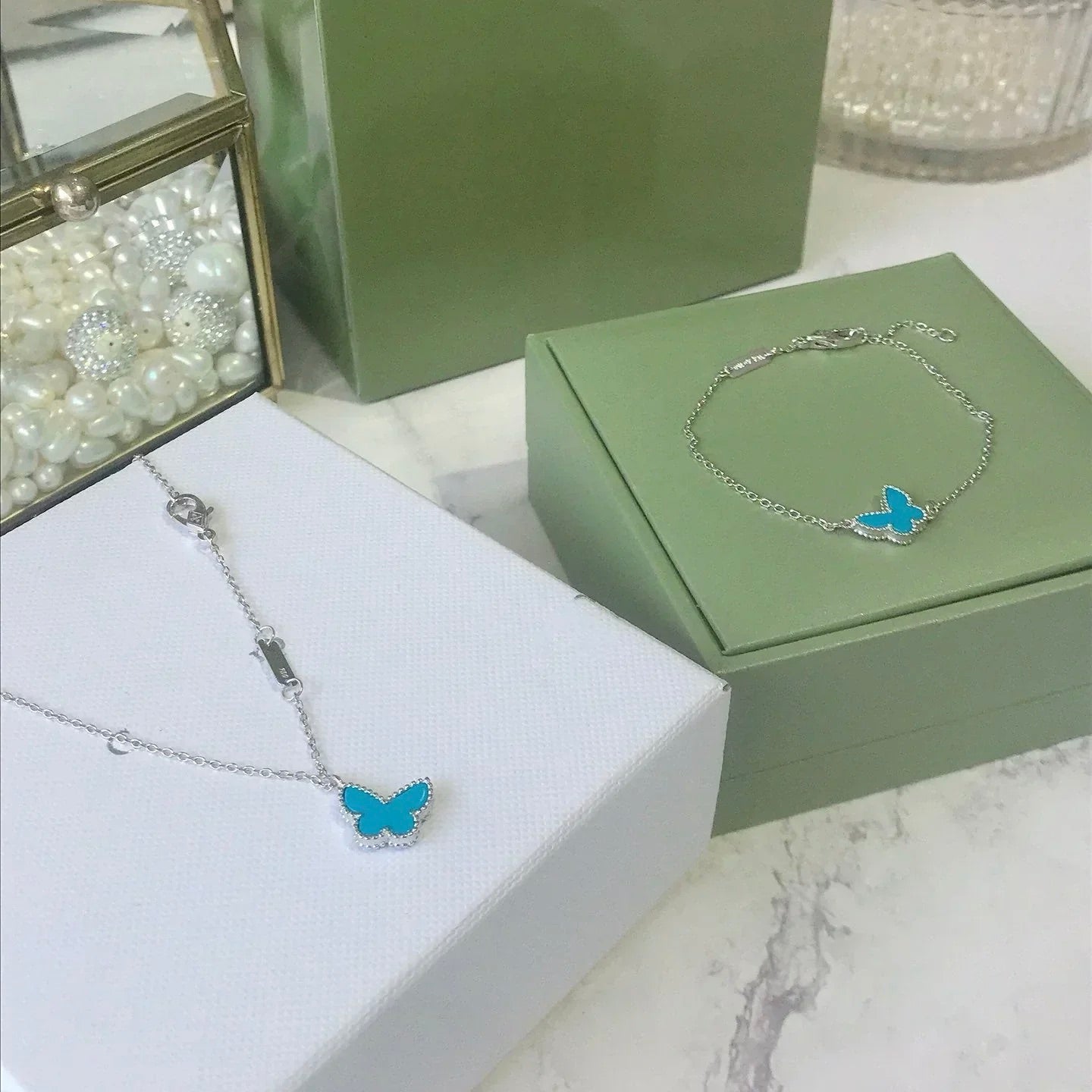 [Royal]BUTTERFLY TURQUOISE BUTTERFLY BRACELET SILVER