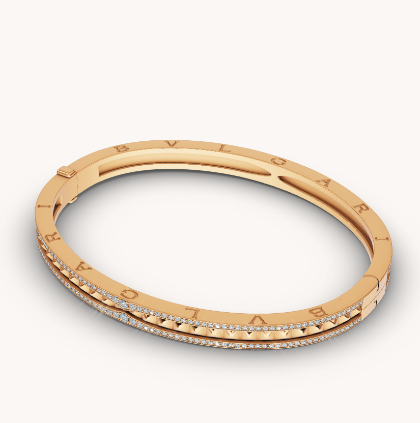 [Royal]ZERO 1 SPIRAL AND PAVED DIAMOND GOLD BRACELET