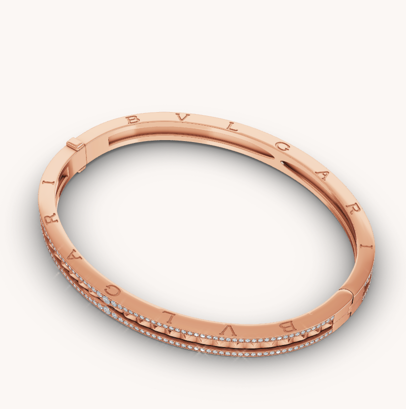 [Royal]ZERO 1 SPIRAL AND PAVED DIAMOND PINK GOLD BRACELET