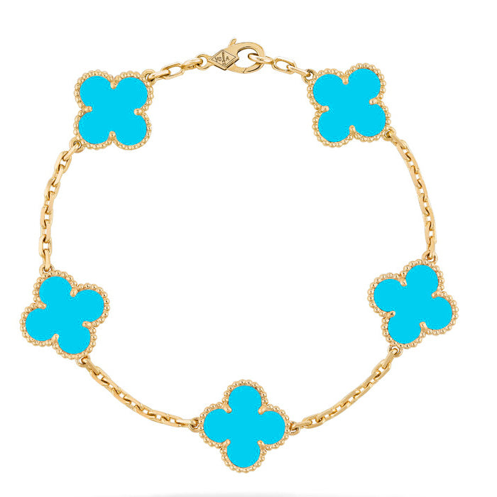 [Royal]CLOVER 5 MOTIFS TURQUOISE BRACELET