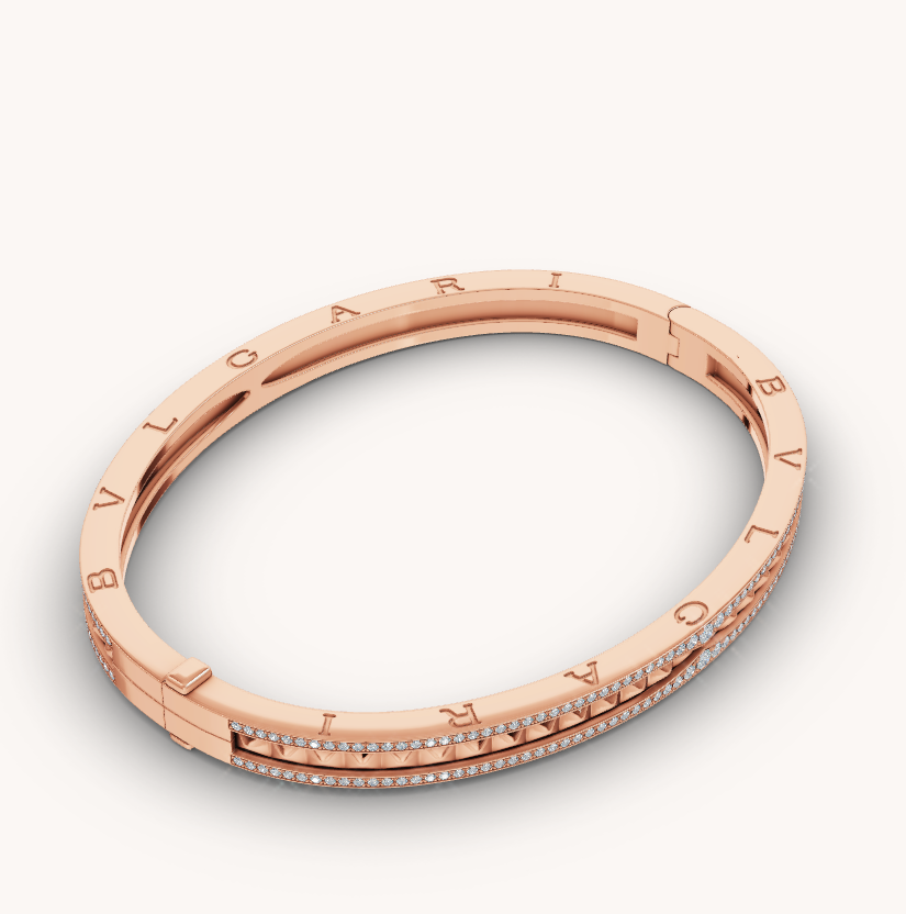 [Royal]ZERO 1 SPIRAL AND PAVED DIAMOND PINK GOLD BRACELET