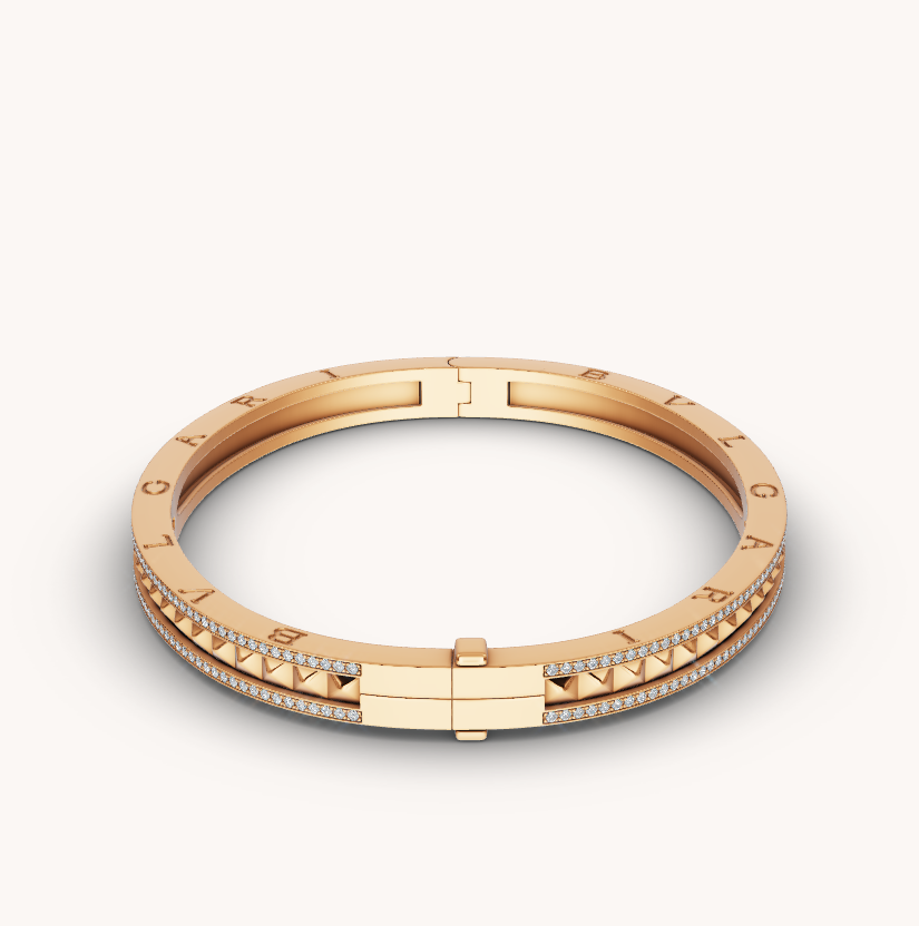 [Royal]ZERO 1 SPIRAL AND PAVED DIAMOND GOLD BRACELET