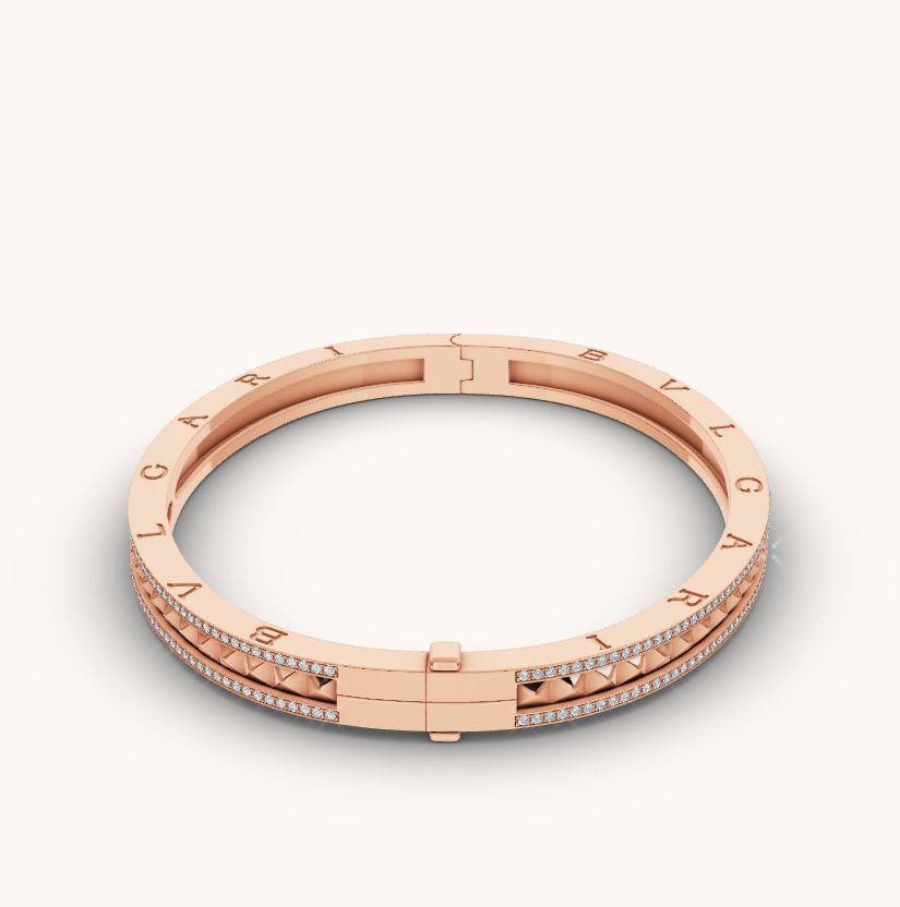 [Royal]ZERO 1 SPIRAL AND PAVED DIAMOND PINK GOLD BRACELET