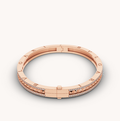 [Royal]ZERO 1 SPIRAL AND PAVED DIAMOND PINK GOLD BRACELET