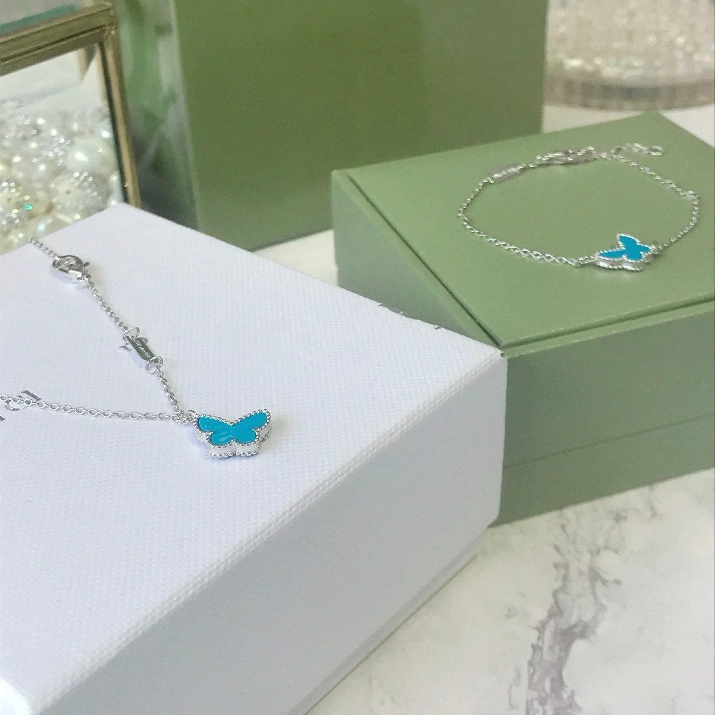 [Royal]BUTTERFLY TURQUOISE BUTTERFLY BRACELET SILVER