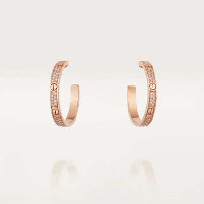 [Royal]LOVE DIAMOND PINK GOLD HOOP EARRINGS