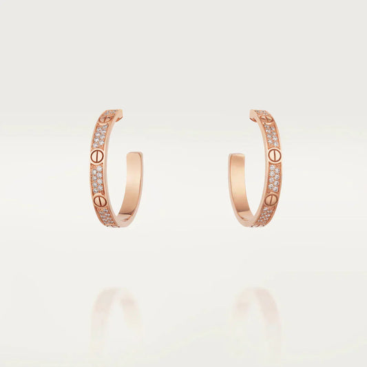 [Royal]LOVE DIAMOND PINK GOLD HOOP EARRINGS