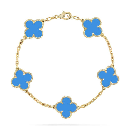 [Royal]CLOVER 5 MOTIFS BLUE AGATE BRACELET