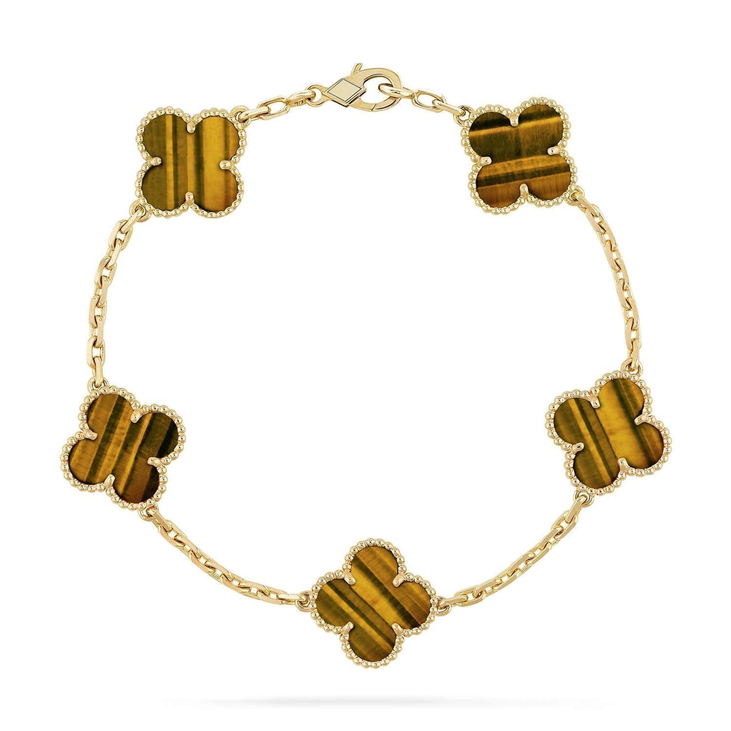 [Royal]CLOVER  5 MOTIFS TIGER EYE BRACELET