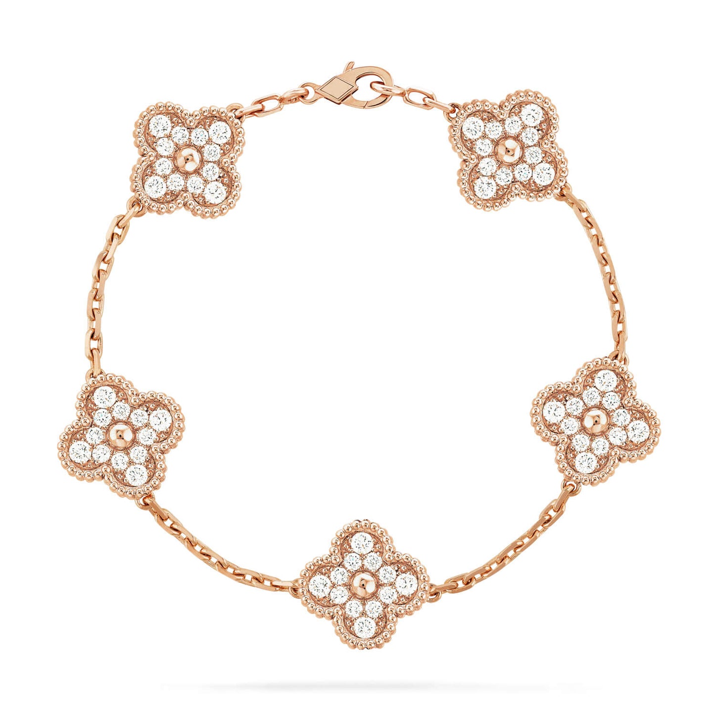 [Royal]CLOVER 5 MOTIFS  FULL DIAMOND BRACELET