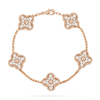 [Royal]CLOVER 5 MOTIFS  FULL DIAMOND BRACELET