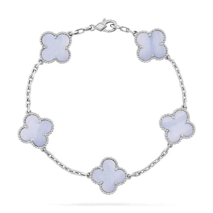 [Royal]CLOVER  5 MOTIF PURPLE CHALCEDONY BRACELET SILVER