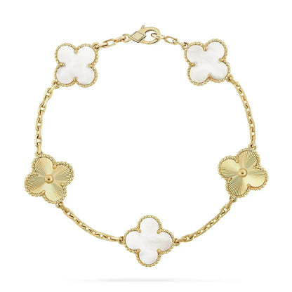 [Royal]CLOVER BRACELET 5 MOTIF WHITE MOP PINK GOLD