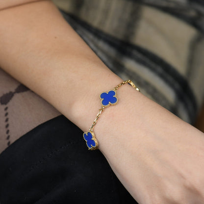 [Royal]CLOVER 5 MOTIFS BLUE AGATE BRACELET