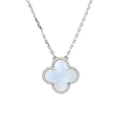 [Royal]CLOVER  15MM WHITE MOTHER-OF-PEARL SILVER