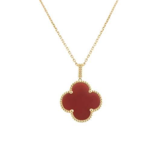 [Royal]CLOVER 25MM NECKLACE GOLD CARNELIAN