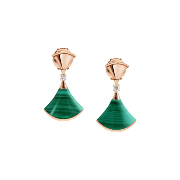 [Royal]DREAM MALACHITE PINK GOLD EARRINGS