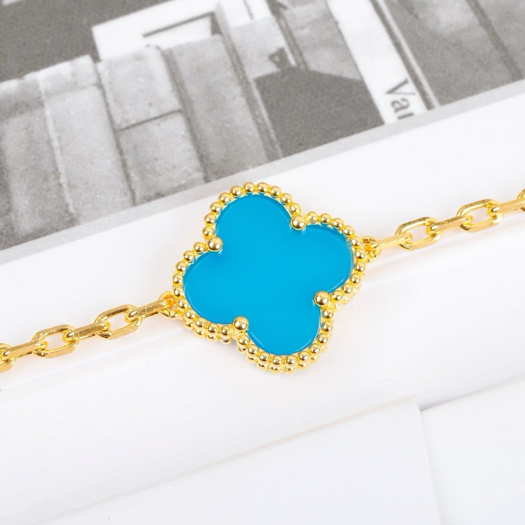 [Royal]CLOVER 5 MOTIFS TURQUOISE BRACELET