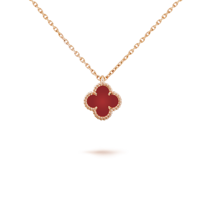 [Royal]CLOVER MINI 9.5MM WHITE CARNELIANS NECKLACE