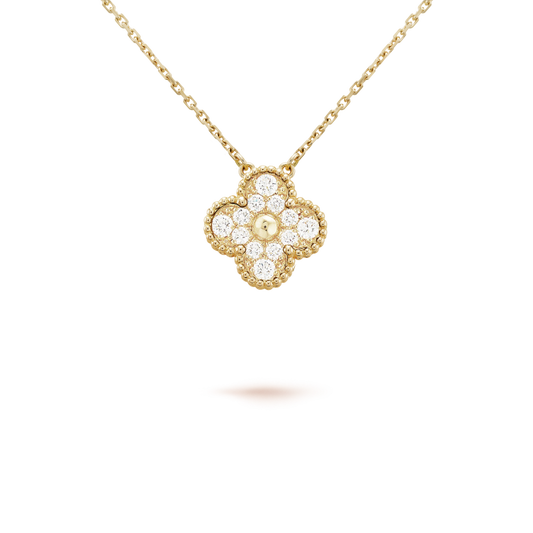 [Royal]CLOVER 15MM DIAMOND SINGLE FLOWER NECKLACE