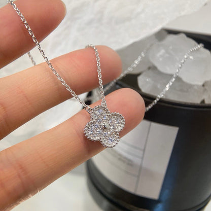 [Royal]CLOVER 15MM DIAMOND SINGLE FLOWER NECKLACE