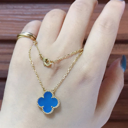 [Royal]CLOVER 15MM BLUE AGATE NECKLACE