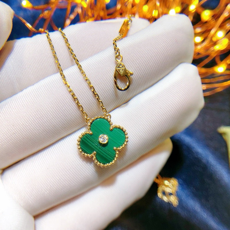 [Royal]CLOVER 15MM DIAMOND TURQUOISE NECKLACE