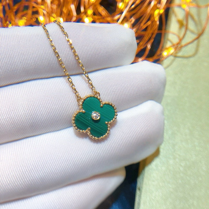 [Royal]CLOVER 15MM DIAMOND TURQUOISE NECKLACE