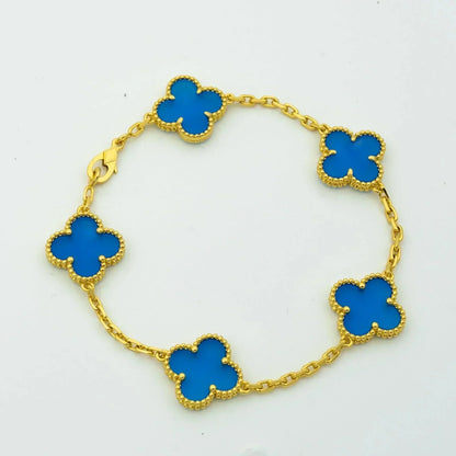 [Royal]CLOVER 5 MOTIFS BLUE AGATE BRACELET