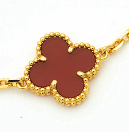 [Royal]CLOVER  5 MOTIFS CARNELIAN GOLD BRACELET