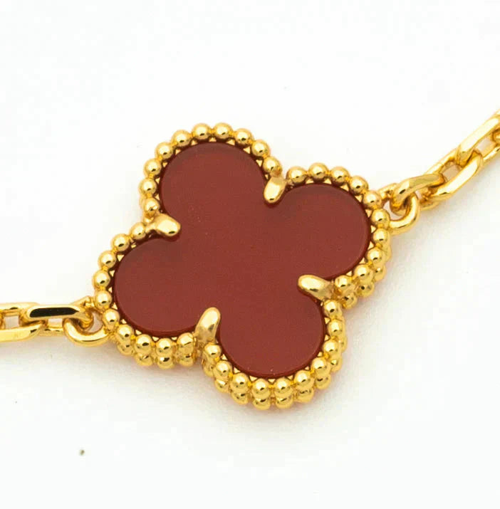 [Royal]CLOVER 5 MOTIFS CARNELIAN DIAMOND BRACELET