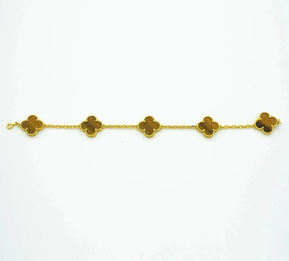 [Royal]CLOVER  5 MOTIFS TIGER EYE BRACELET