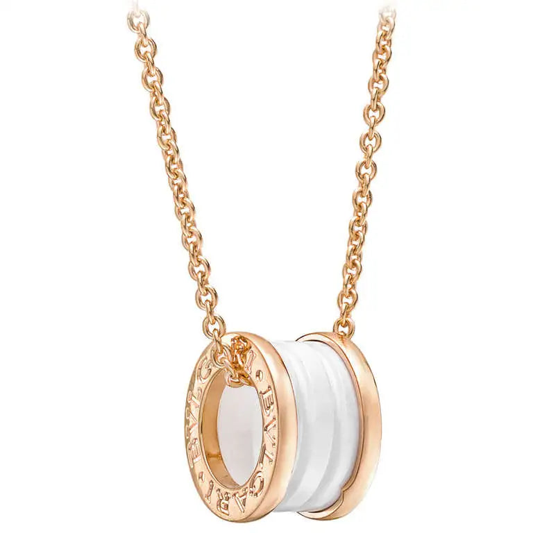 [Royal]ZERO 1 WHITE CERAMIC PINK GOLD DIAMOND NECKLACE