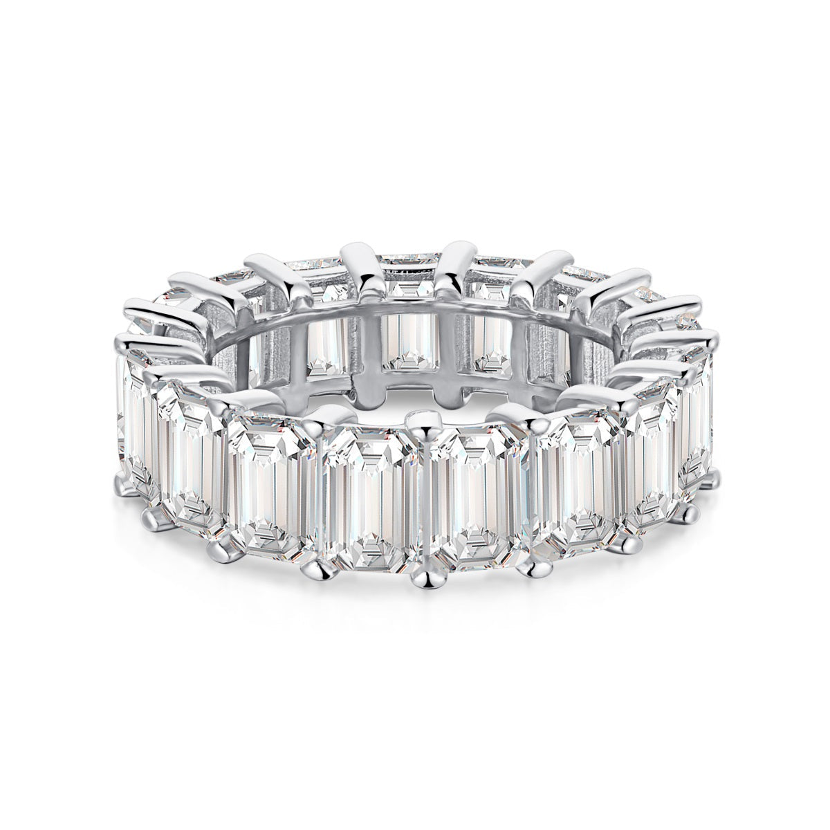 [Royal]0.75 Carat Elegant Emerald Cut Tennis Ring