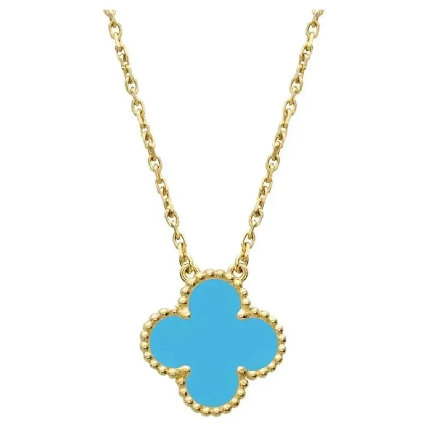 [Royal]CLOVER 15MM VINTAGE TURQUOISE NECKLACE