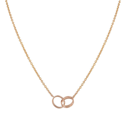 [Royal]LOVE NECKLACE DOUBLE RING PINK GOLD