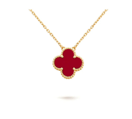 [Royal]CLOVER 15MM CARNELIAN SINGLE FLOWER NECKLACE