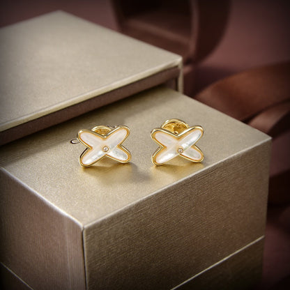 [Royal]JEUX DE WHITE MOP GOLD DIAMOND EARRINGS