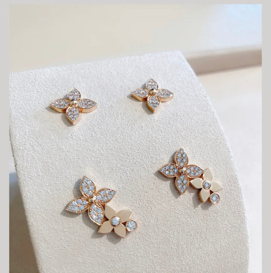 [Royal]STAR BLOSSOM STUD EARRINGS PINK GOLD DIAMONDS