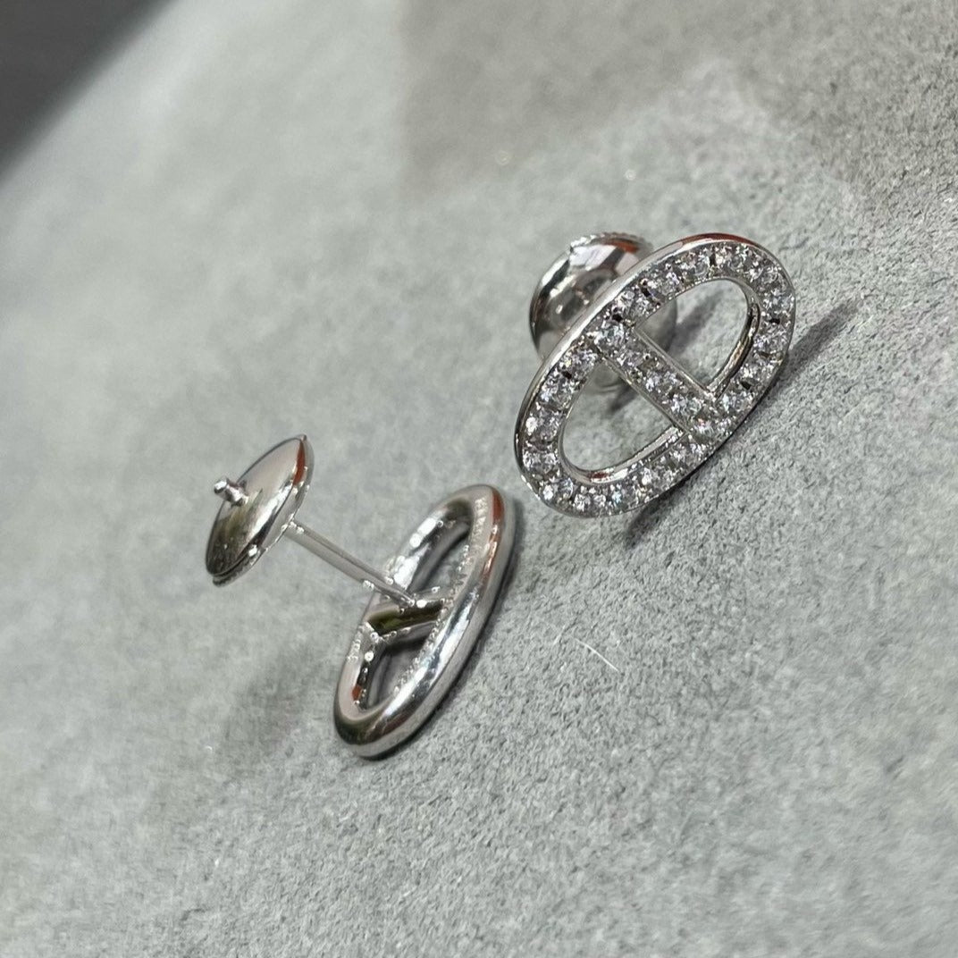 [Royal]HM FULL DIAMOND PIG NOSE STUD EARRINGS