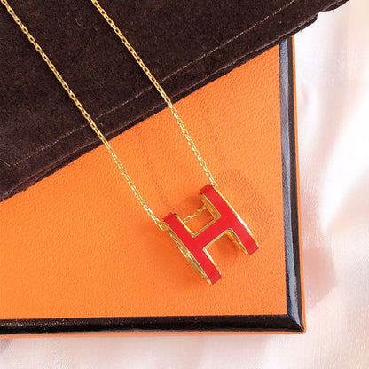 [Royal]HM CLIC RED ENAMEL GOLD NECKLACE