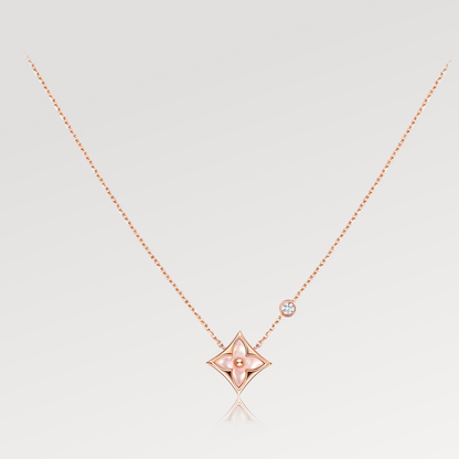 [Royal]STAR PINK MOP 1 DIAMOND PINK GOLD NECKLACE